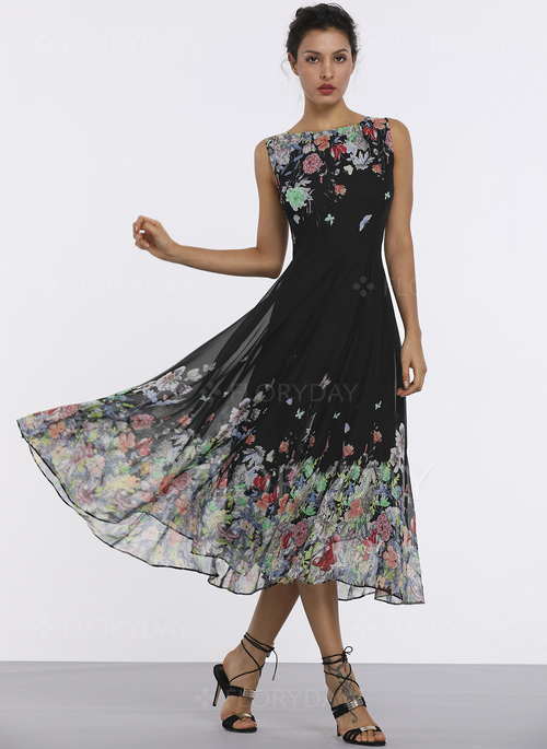 Womens Floral Summer Dresses Long Short Flower Dress Skater Boho Maxi ...