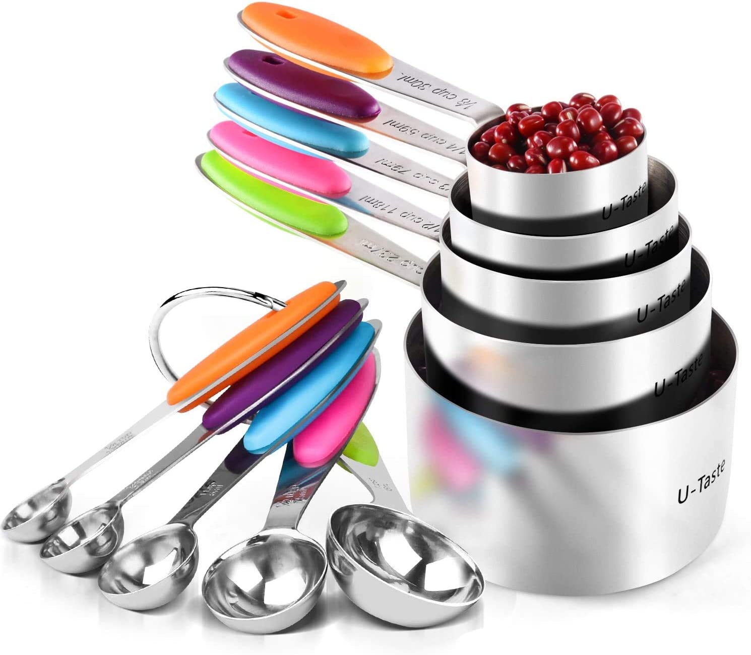 Stainless Steel Measuring Cups and Spoons Set (14 Piece Set)