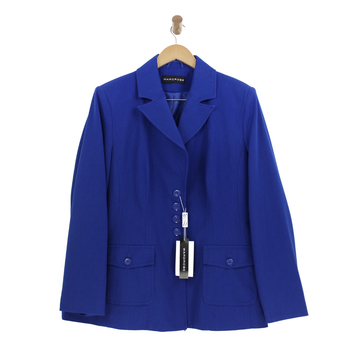 Ladies Womens Blue Blazer Jacket Smart Work Office Coat Collared Suit ...