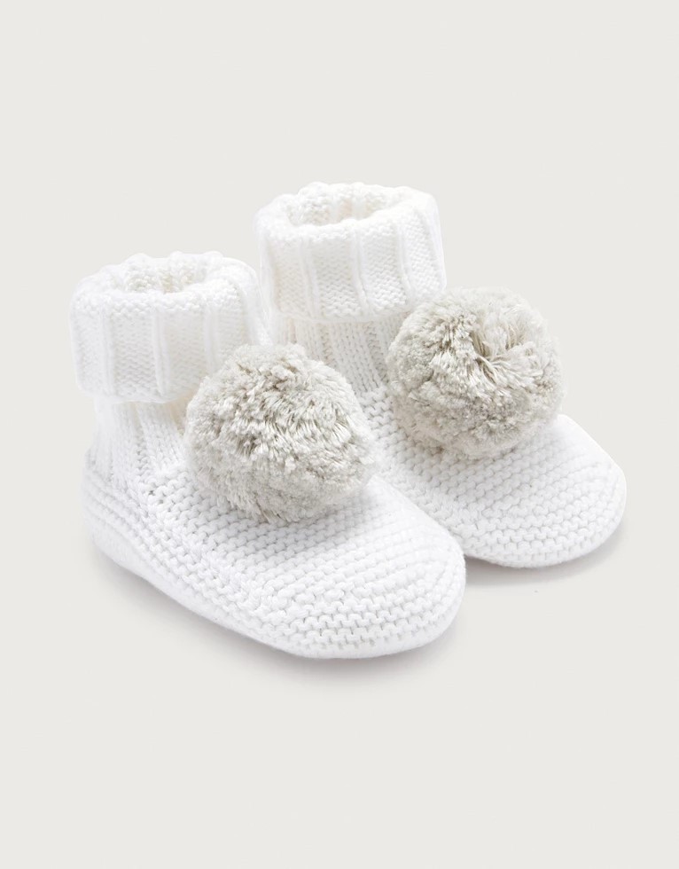 white newborn booties