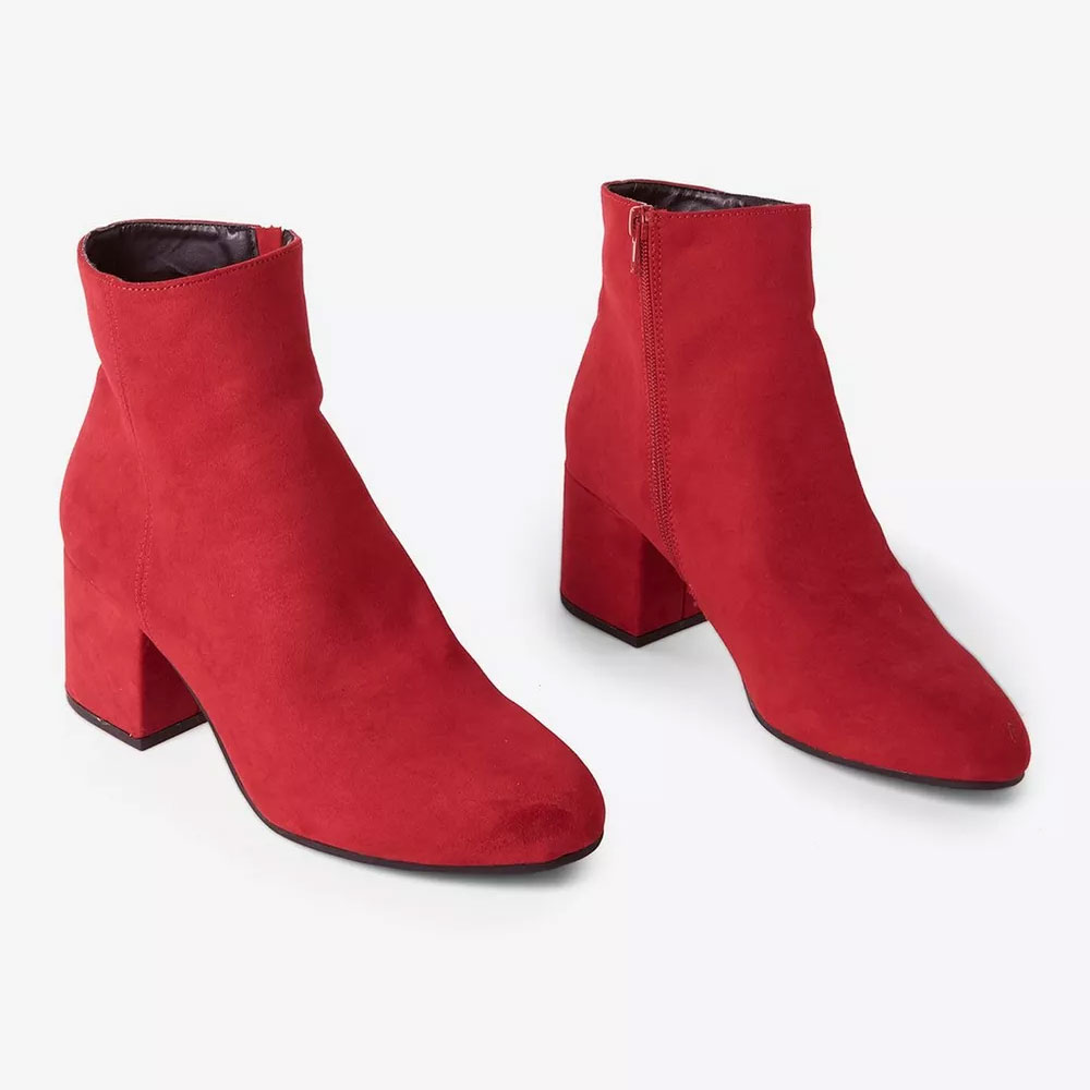 ladies red block heel shoes