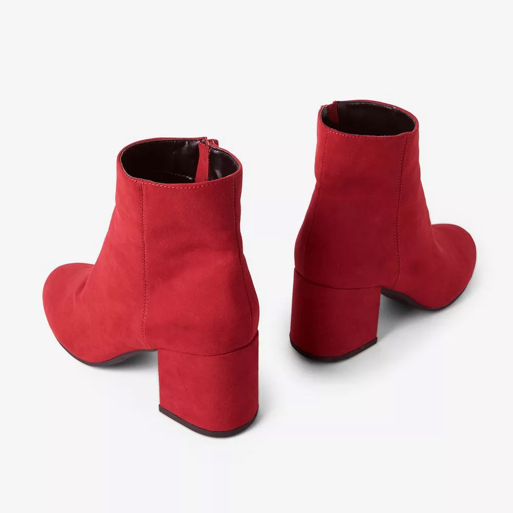 ladies red leather ankle boots