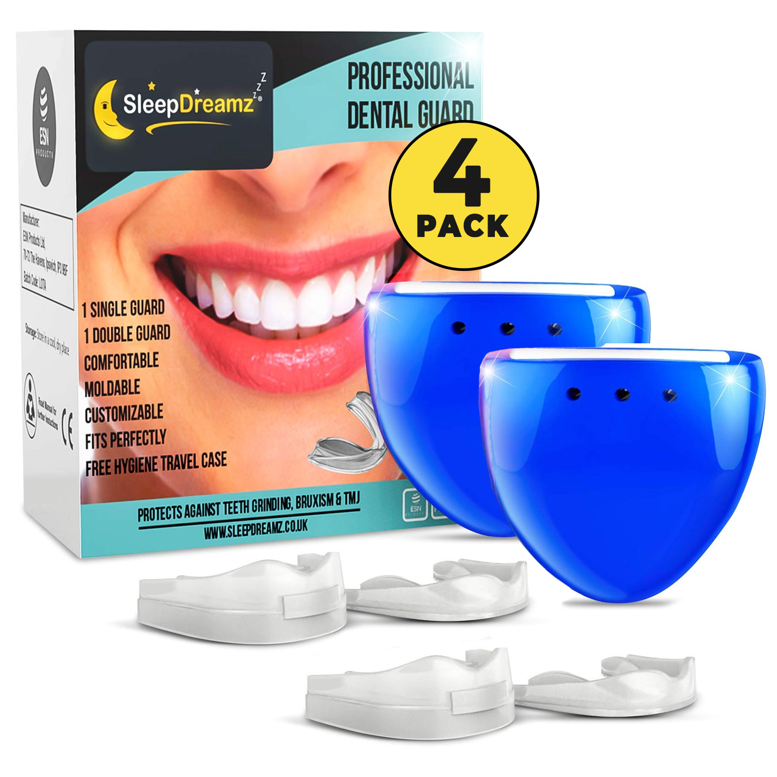 4 SLEEPDREAMZ® Dental Mouth Guards For Grinding Teeth Bruxism Night