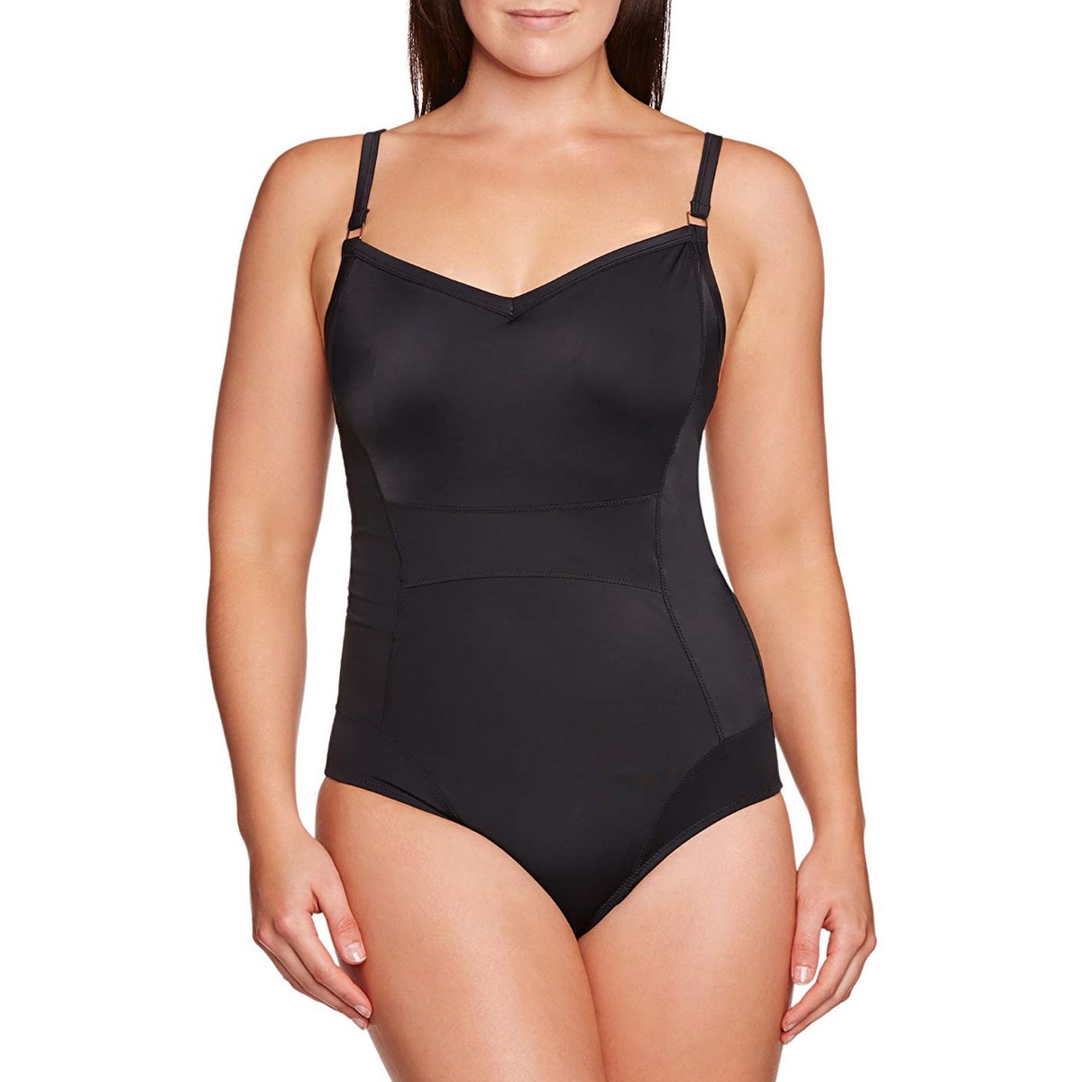 black all in one swimming costume