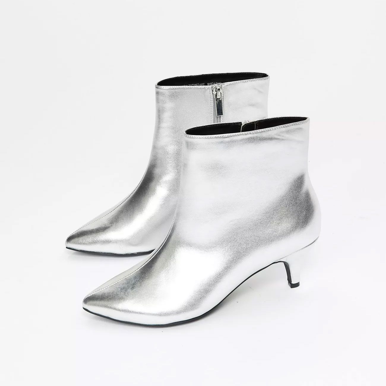 silver boots low heel