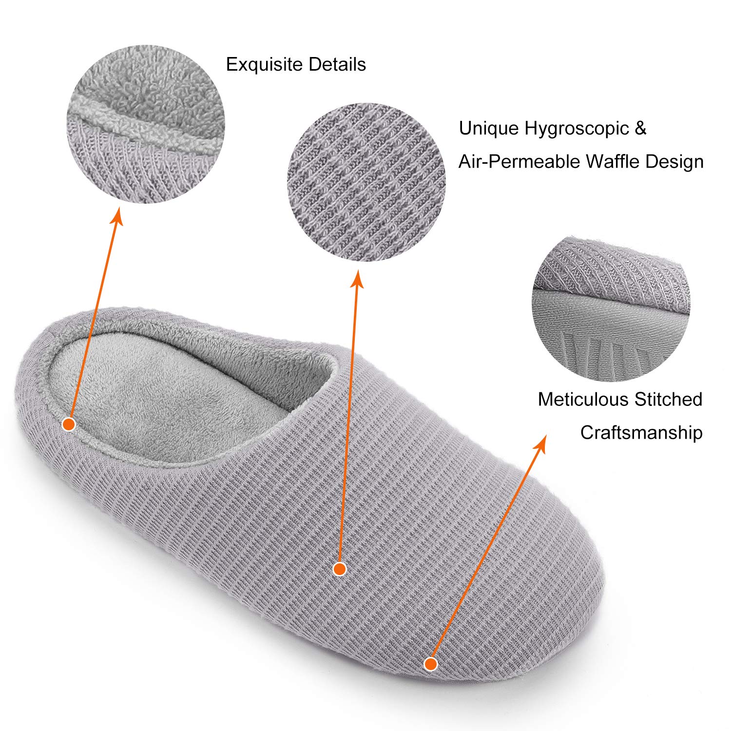 Mens Womens Memory Foam Slippers Slip On Soft House Shoes Warm Mules 8   Mens Memory Foam Slippers Grey 2 