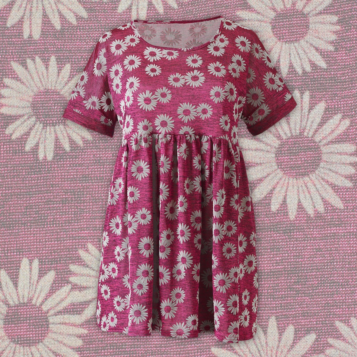 Simplybe Ladies Womens Floral Dress Pink Daisy Print Size 12 14 16 18