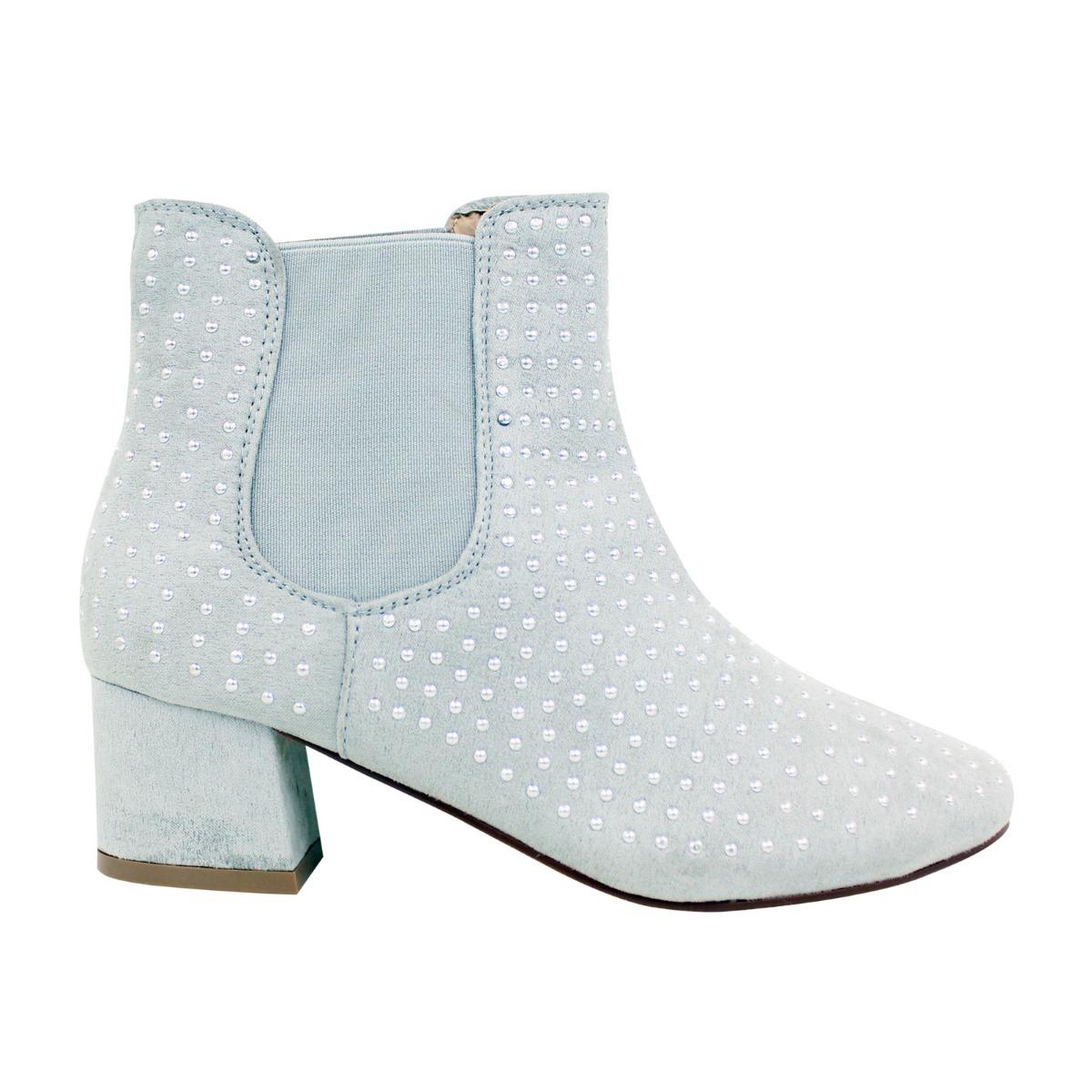 grey suede studded chelsea ankle boots